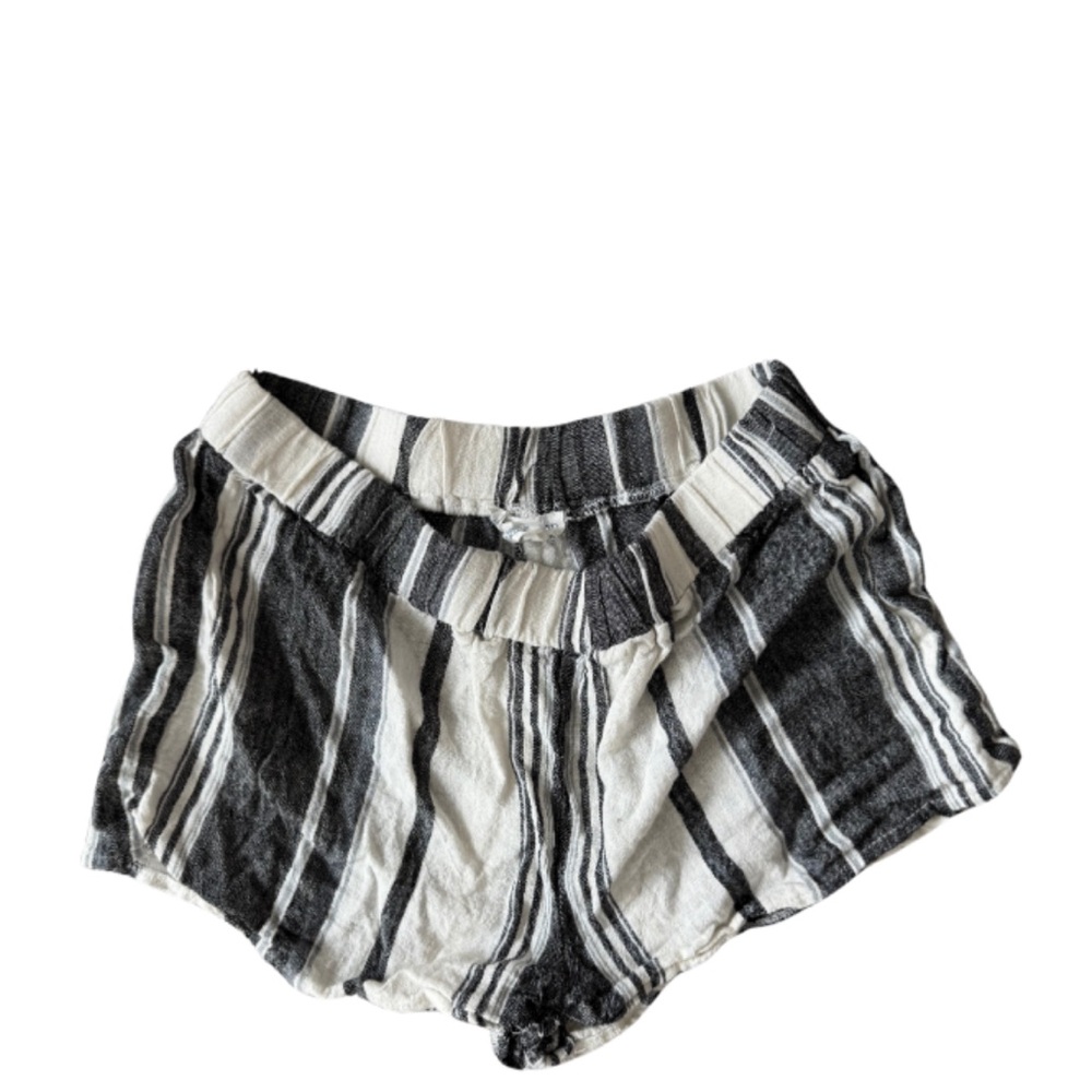 Black and White Mid Waist Striped Shorts